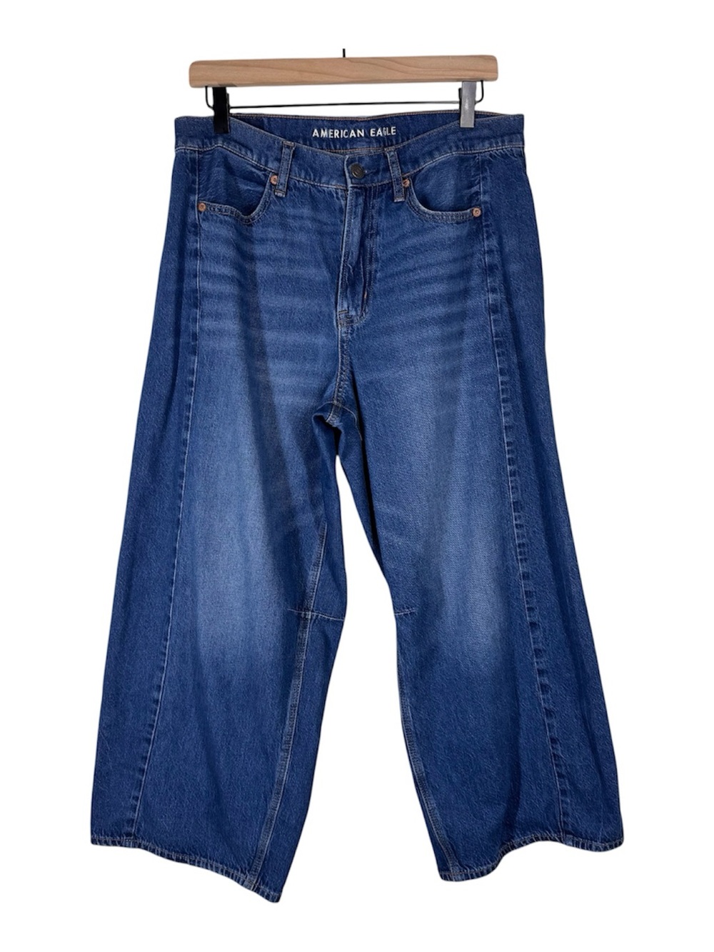 American Eagle Strigid Dreamy Drape Barrel Jeans Dark Wash High Women’s 8 Short